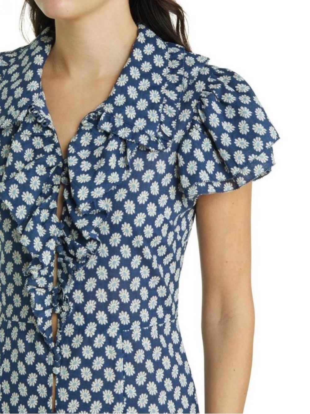 NWT The GREAT Curtsy Dress Blue Floral Large - Picture 3 of 13